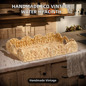 Natural Rattan Storage <b>Basket</b> Rectangle With Handles Rustic Style Multi-Purpose Neatening <b>Tray</b> - Product Image 2