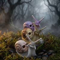 Escultura de Resina Ecológica Pintada con Diseño de Cabeza de Animal Gótica, Caracol, Terror, Halloween, Artesanía, Patrón Escénico de Diseño Transfronterizo