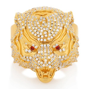 Anillo de Lujo con Cabeza de León con Incrustaciones de Diamantes Moissanite en Plata de Ley 925, Anillo de Declaración Hip Hop Atrevido para Hombre - Product Image 3