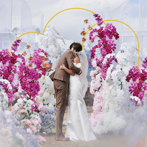 Custom Birthday Party Supplies Decoration 6FT 6.6FT 7.2FT <strong>Metal</strong> Arched Balloon Frame <strong>Backdrop</strong> Stand <strong>Gold</strong> Floral Wedding Arch - Product Image 2