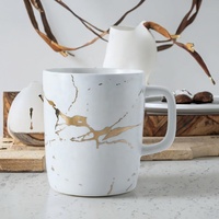 Tasse à café réutilisable Garder Porcelain style nordique américain 370 ml, très vendue, luxe marbre blanc noir, logo personnalisé, mariage