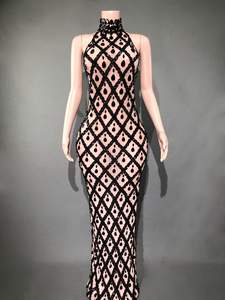 ชุดเดรสยาวแขนกุดประดับพลอยเทียมแวววาวชุดราตรีงานพรอมงานวันเกิดผ้าตาข่ายเข้มสง่างาม - Product Image 3