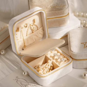 Portable Square Jewelry Organizer <b>Box</b> with <b>Mirror</b> Zipper Closure Multi Compartment Storage Case for Earrings Rings Necklaces - Product Image 2