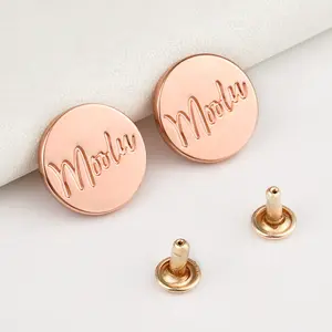 Handbag Hardware Decorative Rose Gold Logo Rivet Round Metal Rivet Logo Tag Custom Rivet Buttons Metal Logo Label For Bag