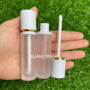 Jancy Hồng 8.5ml nhựa Refillable Frosted chai bán buôn Lip Gloss container trắng đen Rose Gold Vòng Lip Gloss Ống - Product Image 1