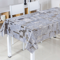Nappe en PVC à motif de fleurs argentées RNPT avec support en tissu, nettoyage facile, rectangulaire, pour table à manger