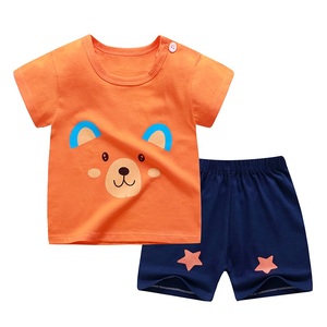 Vêtements d'intérieur en coton pour enfants, motif dessin animé, vente en gros, ensemble de jogging uni pour enfants, pyjama d'été à manches courtes pour enfants - Product Image 6