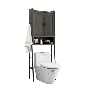 Meuble de rangement pour salle de bain à poser au-dessus des toilettes, double porte, 24 pouces de large, en bois, organisateur de salle de bain, étagère autoportante pour gagner de la place - Product Image 1