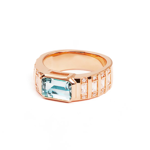 Gemnel Wholesale Women Jewelry Vintage S925 <strong>Emerald</strong>-cut Blue Topaz Zircon Chunky Gold Women <strong>Rings</strong> - Product Image 6
