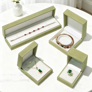 High-end Green Navy Blue Rectangle Vintage Paper Velvet Lace Pattern Rim Jewelry Packaging <b>Box</b> for <b>Rings</b> Bracelets Pendants - Product Image 4