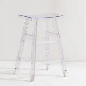 Wholesale Furniture Modern Simple Restaurant Plastic Resin Transparent Clear High Acrylic Kitchen Bar Stool