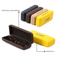 Étui à lunettes en métal personnalisé avec logo UV en relief, étui rigide de protection pour lunettes de soleil, matériau PU multicolore, design unisexe