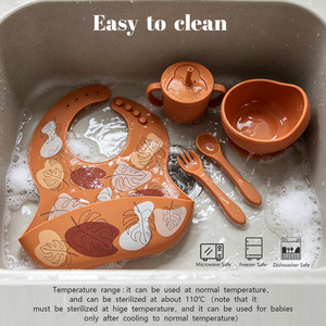 Kit repas en silicone de qualité alimentaire pour enfants, avec base à ventouse, plateau et bol compartimentés, fournitures de repas quotidiennes pour bébé, <span class=keywords><strong>vaisselle</strong></span> durable pour nouveau-né - Product Image 4