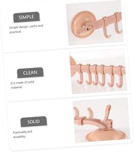Gancho de succión al por mayor, estante de ducha con ventosa y 6 ganchos para cocina y baño, sin clavos, sin rastro, multiusos - Product Image 4