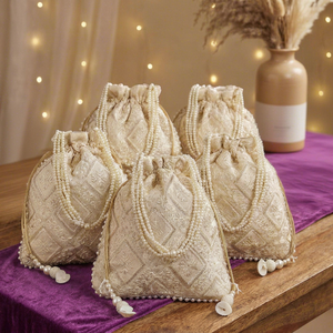 Handmade Potli <b>Bag</b> with Decorative Bead Embroidery and Drawstring Closure for Women, Wedding With <b>Needle</b> Work - Product Image 1