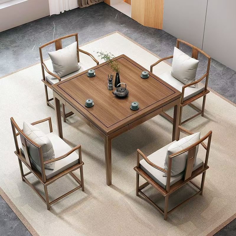 [โต๊ะไม้จริง *1, เก้าอี้ *4] 90*90*75