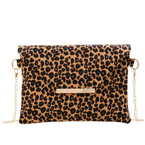 Nueva llegada de las señoras de lujo bolsos cruzados correa de cadena de oro de las mujeres leopardo Cheetah bolsos de mensajero de cuero - Product Image 2