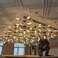 Décor de Style nordique lustre de luxe hall d'hôtel salle de banquet projet personnalisé or grande suspension LED