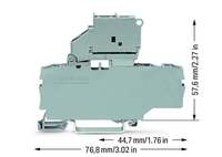 WAGO 2002-1714 Porte-fusible pivotant 3 conducteurs en polyamide bleu pour montage sur rail DIN-35 250V, bornier à fiche rapide avec serre-câbles