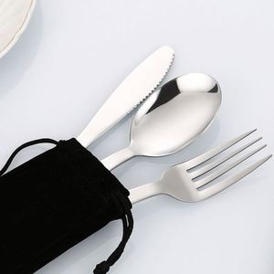 Ensemble de couverts portables en acier inoxydable avec logo personnalisé, réutilisables, avec étui, pour activités promotionnelles - Product Image 4