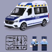 Voiture de police électrique unisexe 1/24 en métal moulé sous pression, jouet pour enfant avec portes ouvrables, son et lumière, modèle de voiture de police en alliage à construire