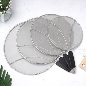 Stainless Steel Frying Pan Oil Mesh Cover Round Anti-Splatter With Tpr Handle Durable For Cooking - Product Image 3