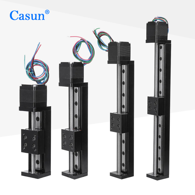 Casun Mini Linear Guide Slide Rail CNC Small Stage Actuator Screw Lead Motion Nema Robot Part Stepper Motor No Service Aluminum