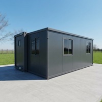 Maison conteneur extensible grise de 20 pieds, vidéo, double aile, étanche, préfabriquée, pour bureau de chantier et stockage