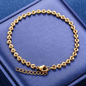 Pulsera de Acero Inoxidable con Corazón de 4mm, Cadena de Mano para Mujer, Color Dorado, Joyería Metálica, Regalo - Product Image 1