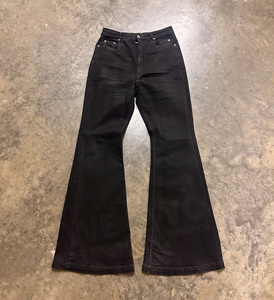 Elasticizzato nero <span class=keywords><strong>a</strong></span> vita bassa con taglio <span class=keywords><strong>a</strong></span> stivale da Cowboy con fondo <span class=keywords><strong>a</strong></span> campana Vintage <span class=keywords><strong>pantaloni</strong></span> in Denim personalizzati cerati jeans jeans jeans jeans da uomo - Product Image 1