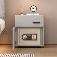 Table de chevet intelligente de luxe moderne avec lumières LED Chargement sans fil USB, haut-parleur de sécurité, meuble de rangement en bois pour chambre à coucher