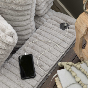 أريكة ثابتة من جي إس مع منافذ شحن يو إس بي، قماش كوردوروي، وسادتان، حاملات أكواب، أثاث غرفة المعيشة - Product Image 2