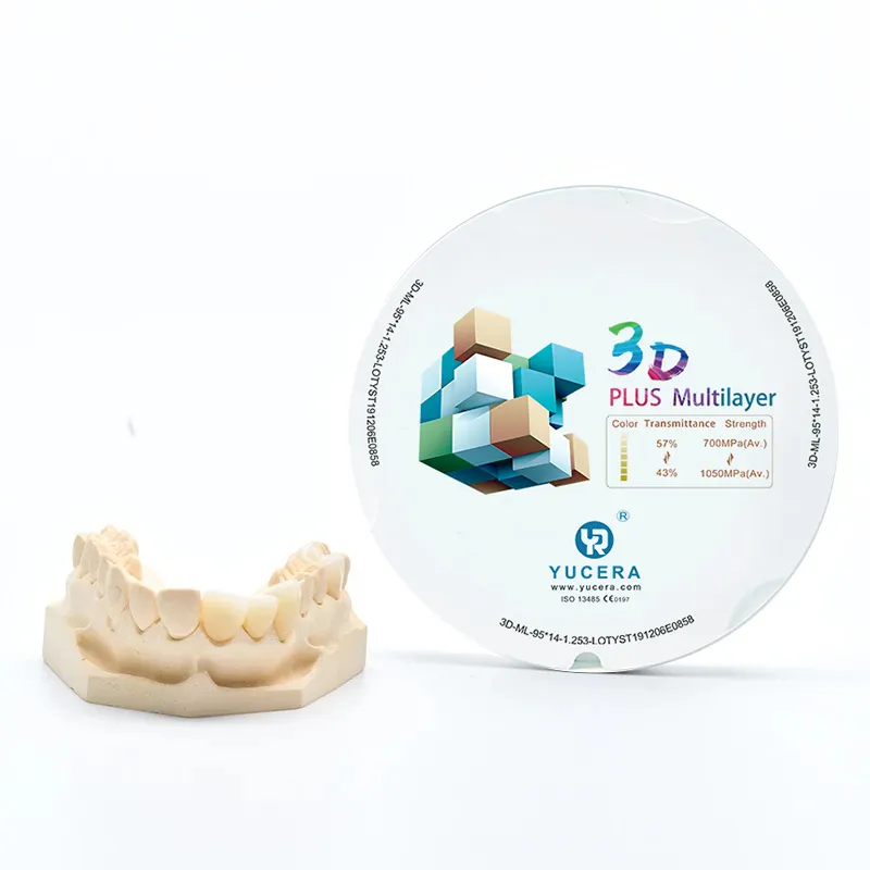 Yucera zirkonia dental 3d zirkonia block scheibe für dentallabor krone und brücke