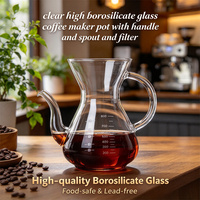 Accessoires pour boissons : Cafetière à filtre en verre borosilicate transparent classique, sans BPA, faite à la main, avec poignée et filtre