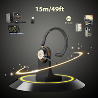 Vente chaude sur l'oreille casque sans fil casque de camionneur avec réduction du bruit Micro équipe Skype Zoom pour centre d'appels