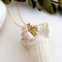 Collier tendance en acier inoxydable 316L plaqué or 18 carats avec pendentif croix cœur creux pour femme