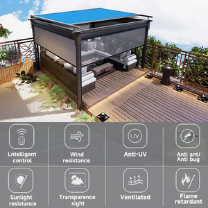 Motorized Waterproof Windproof Fireproof Retractable Roller Blinds PVC Outdoor Vertical Blind for <strong>Patio</strong> <strong>Screens</strong> Electric Plain - Product Image 5