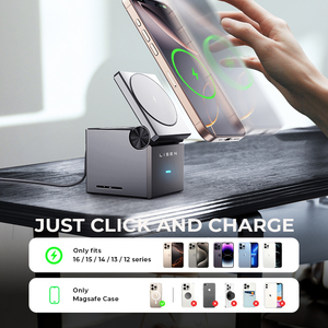 Cargador Inalámbrico Magnético 3 en 1 Plegable LISEN QI2, Base de <span class=keywords><strong>Carga</strong></span> Rápida de 15W para iPhone 17 <span class=keywords><strong>Pro</strong></span>, <span class=keywords><strong>AirPods</strong></span> <span class=keywords><strong>Pro</strong></span> y Apple Watch Ultra - Product Image 2