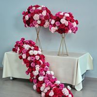 Rangkaian Bunga Mawar Putih Anyelir Bentuk Bola untuk Dekorasi Meja Pernikahan, Bingkai Geometris, Buatan Tangan dari Sutra, Dekorasi Hari Valentine