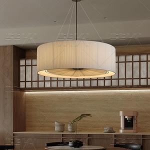 Lampe suspendue de style chinois, ronde, en tissu plissé crème, LED E27, éclairage moderne et minimaliste pour salon et chambre à coucher - Product Image 2