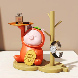 Llavero de Resina Pintado a Mano <span class=keywords><strong>con</strong></span> Diseño de Cerdo de Buena Suerte para el Año Nuevo Chino, <span class=keywords><strong>con</strong></span> Bandeja de Almacenamiento para Decoración de Entrada, Precio de Fábrica Económico - Product Image 4