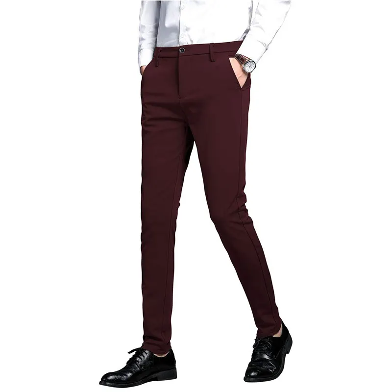 पुरुषों की खिंचाव पोशाक पैंट पुरुषों की पैंट पतलून स्लिम फिट औपचारिक कपास पतलून पुरुषों के लिए कस्टम आकस्मिक उच्च कमर पेंसिल पैंट