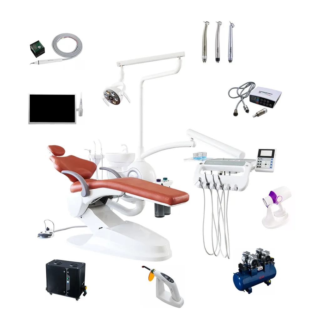 Износостойкая кожаная стоматологическая установка, выбор врачей, трехступенчатая фильтрация воды и стоматологическое кресло с электродвигателем