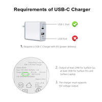 Vente en gros 15V USB type-c PD câble de chargeur connexion en Surface Microsoft Surface Pro Go ordinateur portable livre alimentation charge PVC veste métal