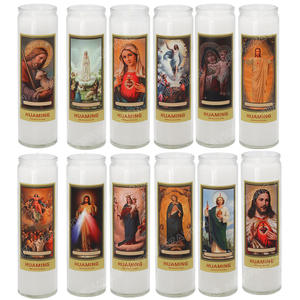 Impression personnalisée sérigraphie argent <span class=keywords><strong>dessin</strong></span> autel vert 7 jours bocal en verre tasse église catholique <span class=keywords><strong>bougie</strong></span> religieuse - Product Image 3