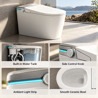 Toilette intelligente tout-en-un avec télécommande, capteur de pied pour le chasse d'eau, siège chauffant, eau chaude instantanée et sécheur d'air
