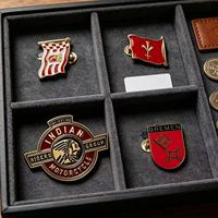 Pins en émail moulé vintage à thème moto drapeau, badges de revers en métal rétro, souvenir personnalisé, cadeau pour collection de vestes et chapeaux de motard
