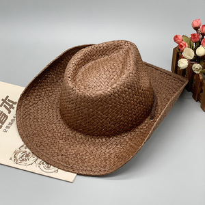 Summer Large Brim Women Men Cowboy <strong>Hats</strong> Jazz <strong>Straw</strong> With Rope Sun Beach Panama <strong>Hat</strong> for Travel - Product Image 6