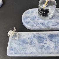 Stonekocc bleu cristal grand Grain plaque de marbre bleu marbre plateau de rangement luxe pierre plateau maison correspondant décoration objets
