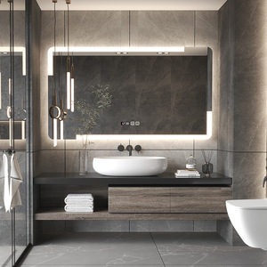 Modern minimalist bathroom cabinet slate ceramic basin wash basin smart <b>mirror</b> cabinet bathroom cabinet - Product Image 4
